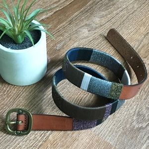 Coldwater Creek Wrapped Leather Belt Gold Blue S